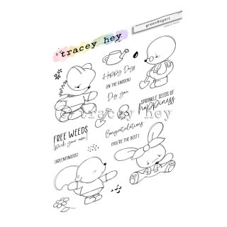 Tracey Hey, clear stamp A6, "greenfingers"