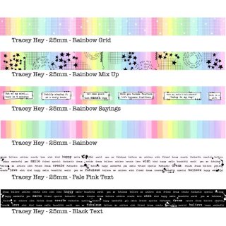 Tracey Hey, washi tape 25mm x 10m, Rainbow Sayings