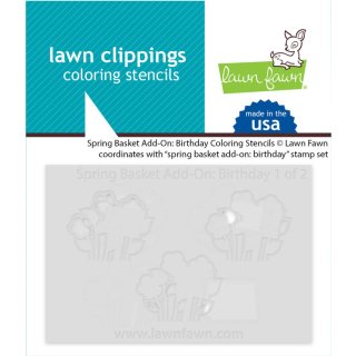 Lawn Fawn, coloring stencils, spring basket add-on: birthday