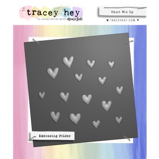 Tracey Hey, Embossing Folder “Heart Mix-Up”...