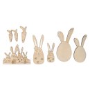 Holz Osterhasen & Freunde, 4-8,8cm, 8 Stück, natur
