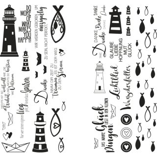 Transferfolie Fische, Leuchtturm & Co. verschiedene Designs, 2 Bogen