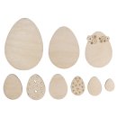 Holz Ostereier, 2-8cm, 9 Stück, natur