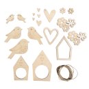 Holz Girlande Vogel&Co., 0,8-9 cm, mit Kordel, 1 Set,...