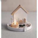 Furnierholz Mini H&auml;user, 2 x 10,6x3,4 cm + 2 x 14x3,4 cm, natur