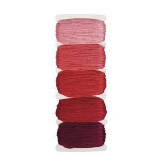 Baumwoll- Garn Stitch & Knot, 5 Farben je 10 m, kirschrot