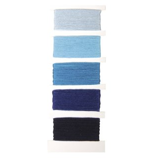 Baumwoll- Garn Stitch & Knot, 5 Farben je 10 m, echtblau