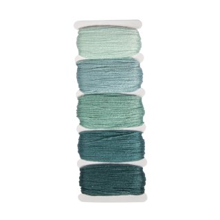 Baumwoll- Garn Stitch & Knot, 5 Farben je 10 m, blaugrün