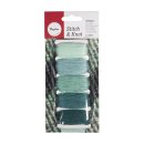 Baumwoll- Garn Stitch &amp; Knot, 5 Farben je 10 m, blaugr&uuml;n