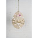 Holz Ei, 13,8x19,3 cm, mit Kordel, 2 Stück, natur