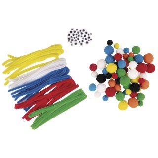 Pompon Chenille Wackelaugen Mix, sortiert, 125...