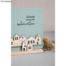 Holzleiste Mini H&auml;user, 10,6x3,4 + 14,1x3,4 cm, 2 St&uuml;ck, natur