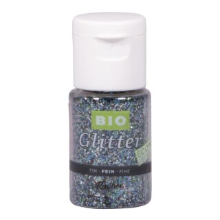 Bio-Glitter Eco friendly, fein, Fläschchen 7 g, silver shadow