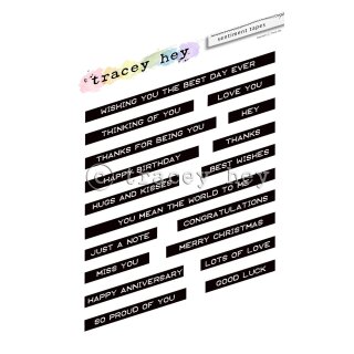 Tracey Hey, clear stamp A6, "Sentiment Tapes"
