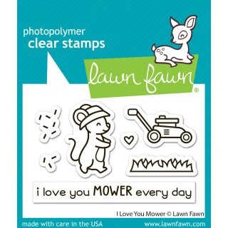 Lawn Fawn, clear stamp, i love you mower
