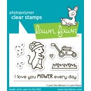Lawn Fawn, clear stamp, i love you mower
