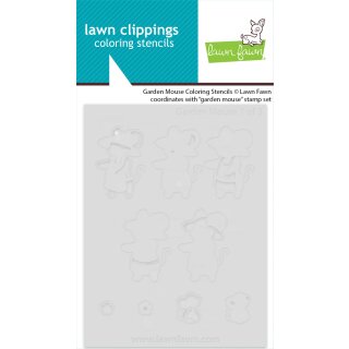 Lawn Fawn, coloring stencils, garden mouse