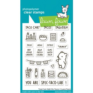 Lawn Fawn, clear stamp, treat cart add-on: tacos