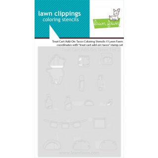 Lawn Fawn, coloring stencils, treat cart add-on: tacos