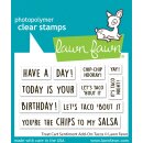 Lawn Fawn, clear stamp, treat cart sentiment add-on: tacos