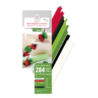 papier + ideen, Quilling Kit - Marienkäfer und Klee