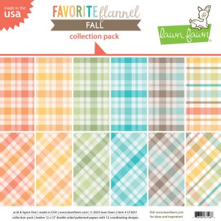 Lawn Fawn, favorite flannel fall collection pack, 12"x12" / 30,05x30,5cm, Block 12 Blatt