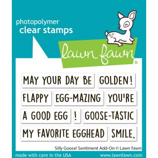 Lawn Fawn, clear stamp, silly goose! sentiment add-on
