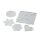 NABBI® Legeplatte, Formen Mix, 8,5 x 7,5 - 15 x 15 cm, 5 Stk., transparent