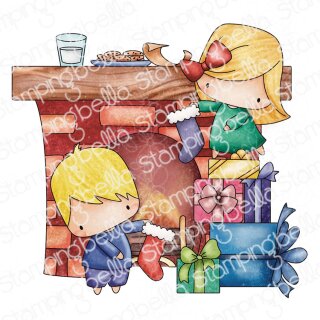 Stamping Bella, Rubber Stamp, LITTLE CUTIE KIDS HANGING...