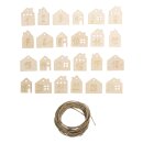 Holz Adventszahlen 1-24, 2,2-2,6cm, sort., + Kordel, 1...