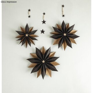 Set 3D Papiersterne Beautiful Stars, für 3 Sterne, inkl. Holzperlen