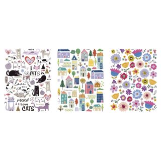 Transfer, Rub on: Flower Cat Home, verschiedene Designs,...