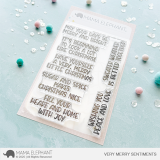 Mama Elephant, clear stamp, VERY MERRY SENTIMENTS