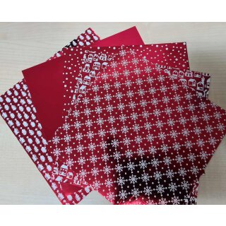 Faltpapier Foliendruck rot, 32 Blatt, 15x15cm 110g/m2
