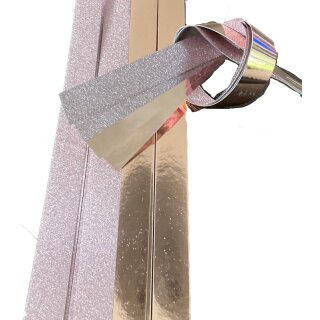 Fröbelsterne, Papierstreifen rosé metallic/glitter, 24 Streifen, 15mm x 450mm
