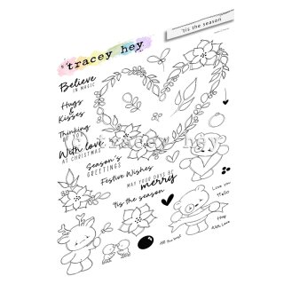 Tracey Hey, clear stamp A5, "tis the season"