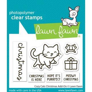 Lawn Fawn, clear stamp, cozy cats christmas add-on