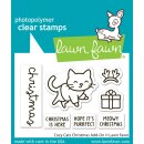Lawn Fawn, clear stamp, cozy cats christmas add-on