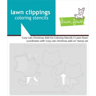 Lawn Fawn, coloring stencils, cozy cats christmas add-on
