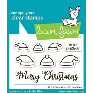 Lawn Fawn, clear stamp, all the santa hats