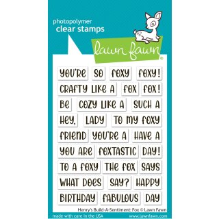 Lawn Fawn, clear stamp, henrys build-a-sentiment: fox