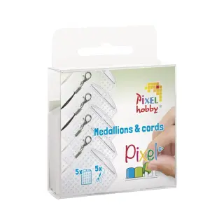 Pixel Hobby, Set mit 5 Medaillons & 5 color cords - Transparent