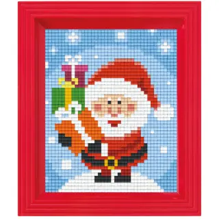 Pixel Hobby, Pixel Geschenkbox - Weihnachtsmann mit Geschenke