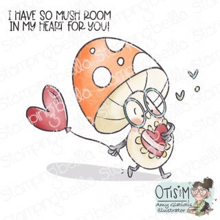 Stamping Bella, Rubber Stamp, MUSHROOM WITH HEART BALLOON (2 stamps included)