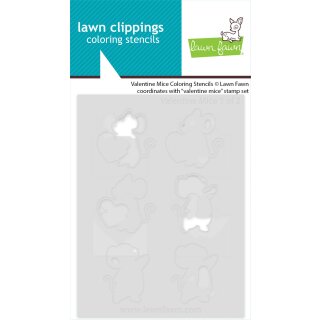 Lawn Fawn, coloring stencils, valentine mice