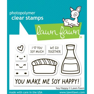 Lawn Fawn, clear stamp, soy happy