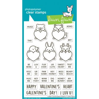 Lawn Fawn, clear stamp, critter conversation hearts