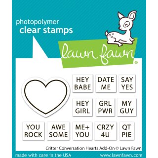 Lawn Fawn, clear stamp, critter conversation hearts add-on