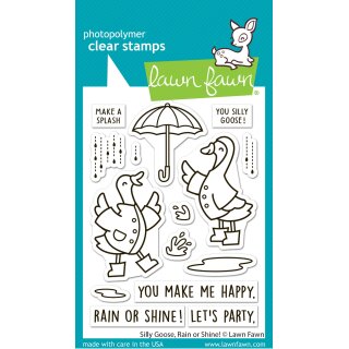 Lawn Fawn, clear stamp, silly goose, rain or shine!