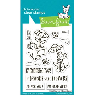 Lawn Fawn, clear stamp, mice flowers